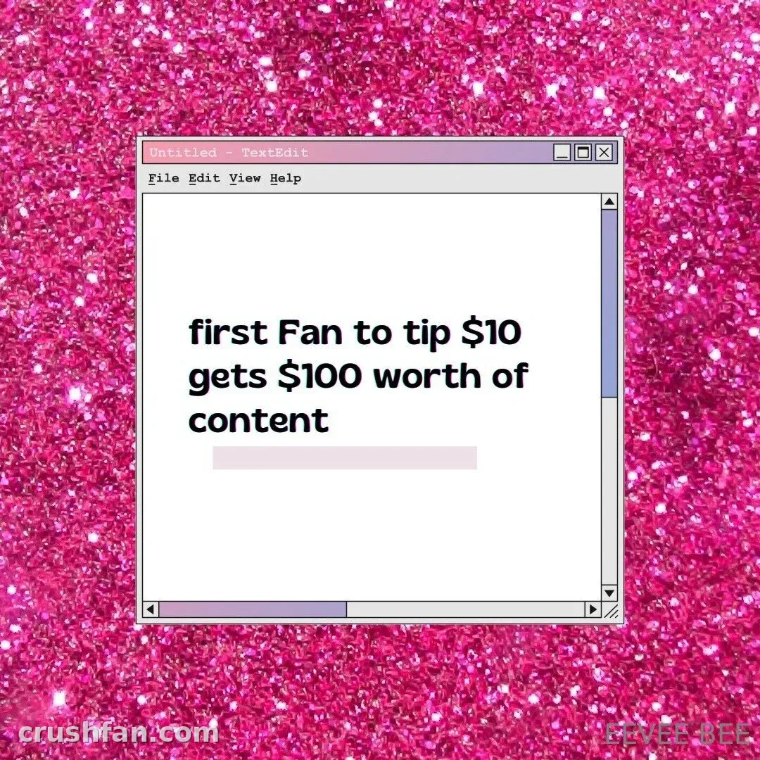 Retro computer window with bold text on a pink glitter background