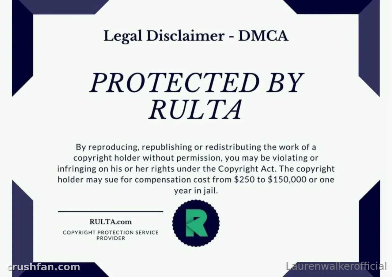 Cartão branco de isenção de responsabilidade legal com molduras de canto azul-marinho, texto RULTA em itálico e um logotipo circular verde.