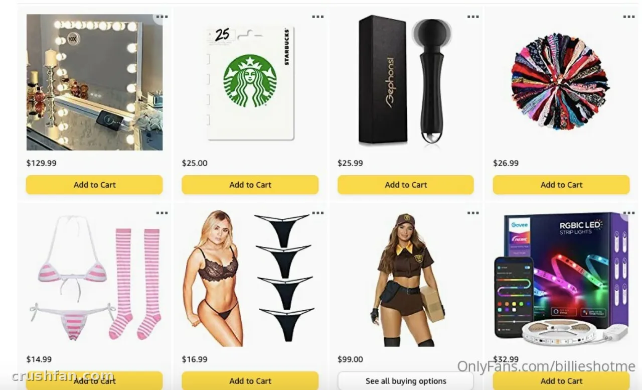 Grid of products with prices and yellow buttons in an online shop layout