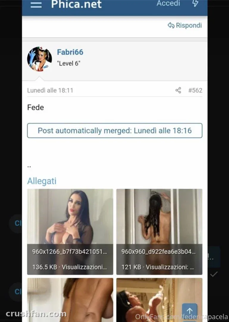 Screenshot of a forum thread showing four thumbnails of Federica Pacela indoors.
