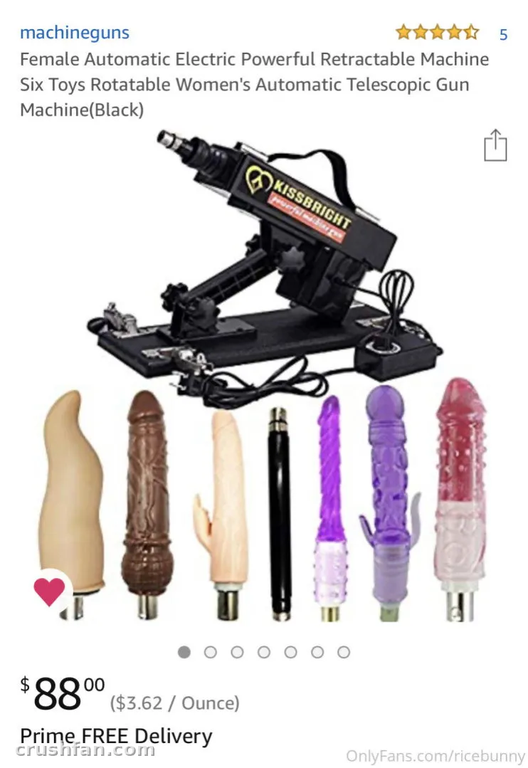 Screenshot of a product listing for a black automatic device with several attachments.