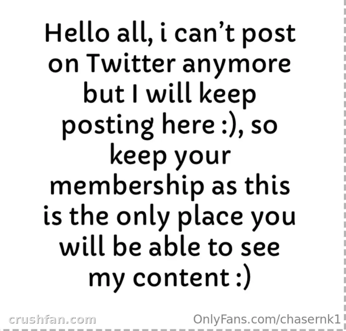 Text announcement from chasernk about posting only on this platform.