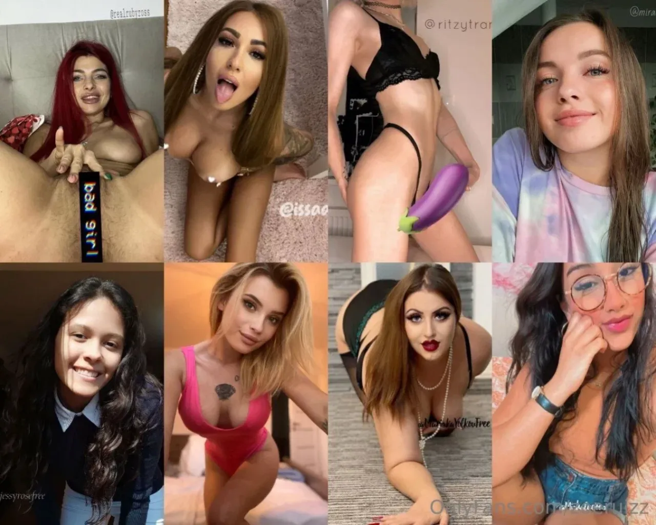 Collage aus acht Porträts von Zoe Ruiz in verschiedenen Outfits und Posen