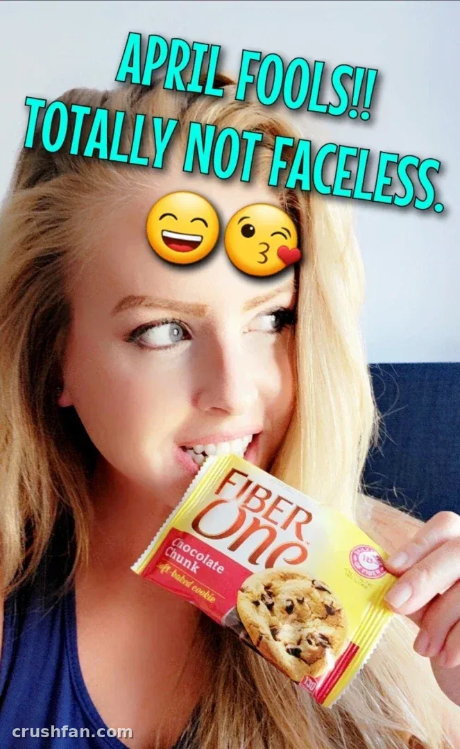 Vicktoria Tacos holding a snack bar near her face with text overlay and emojis.