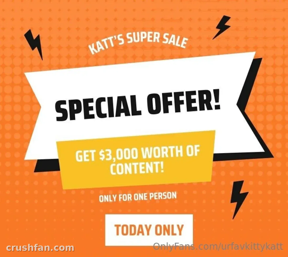 Graphique promo orange avec une bannière blanche indiquant special offer et un bloc jaune avec du texte.
