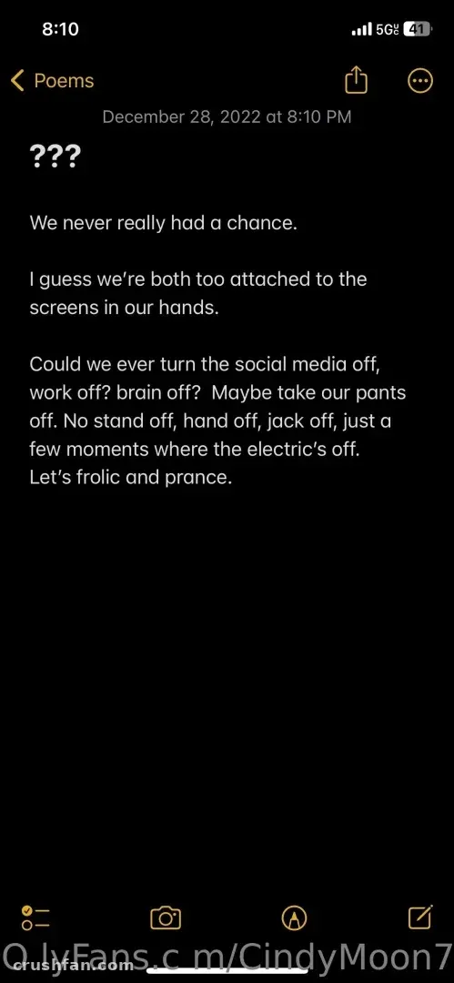 A dark phone screen showing a short poem in white text dated December 28, 2022.