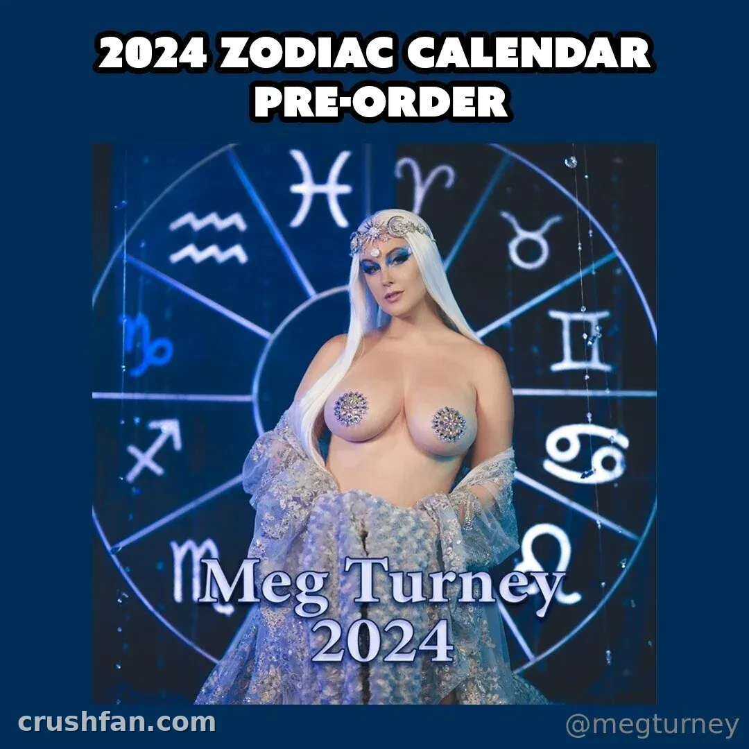 Meg Turney VIP in a silver headpiece and pale blue drape before a glowing zodiac wheel