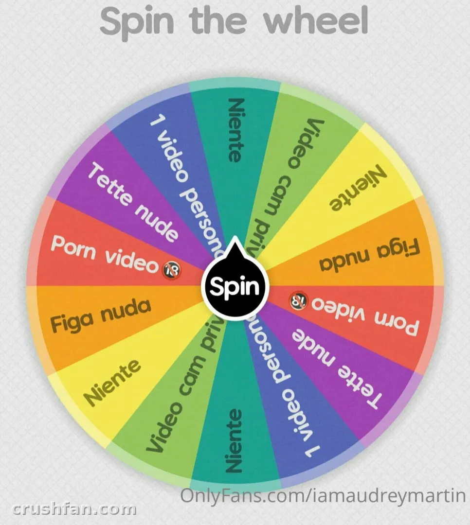Gráfico colorido de girar a roleta com uma seta branca central em um fundo cinza.