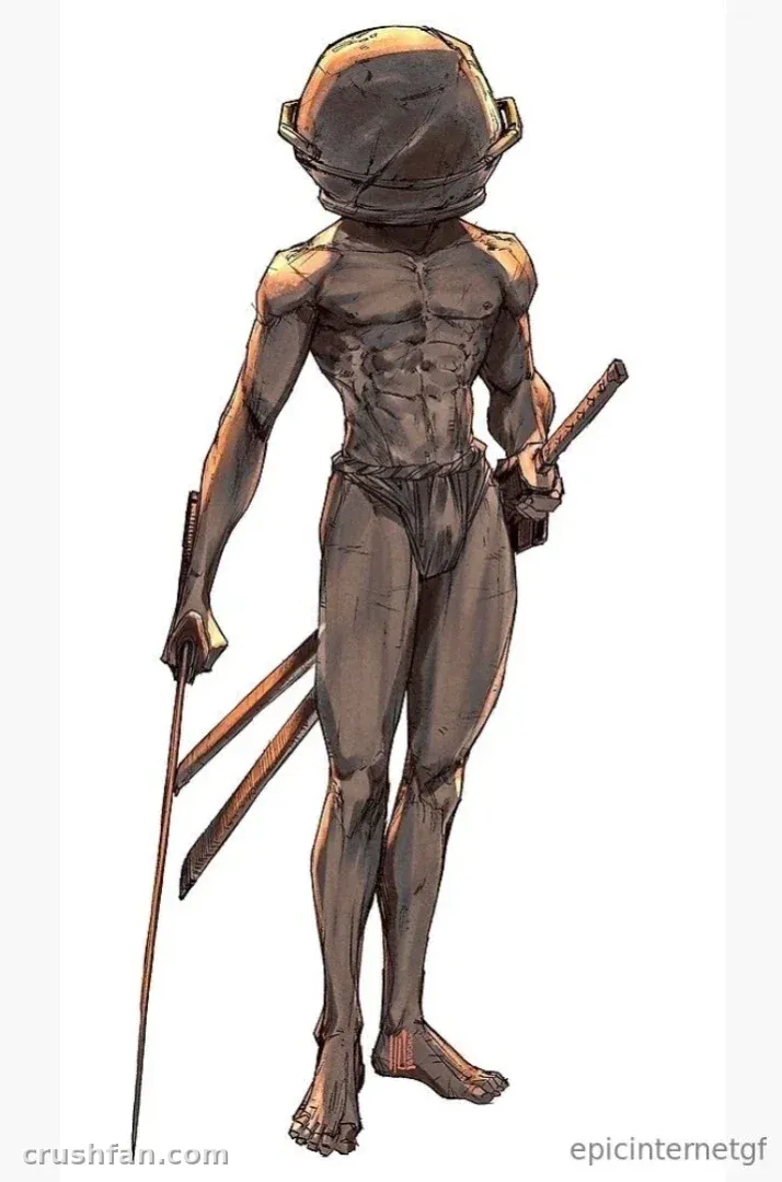 Ilustração de uma figura de guerreiro com capacete segurando um bastão e um cassetete