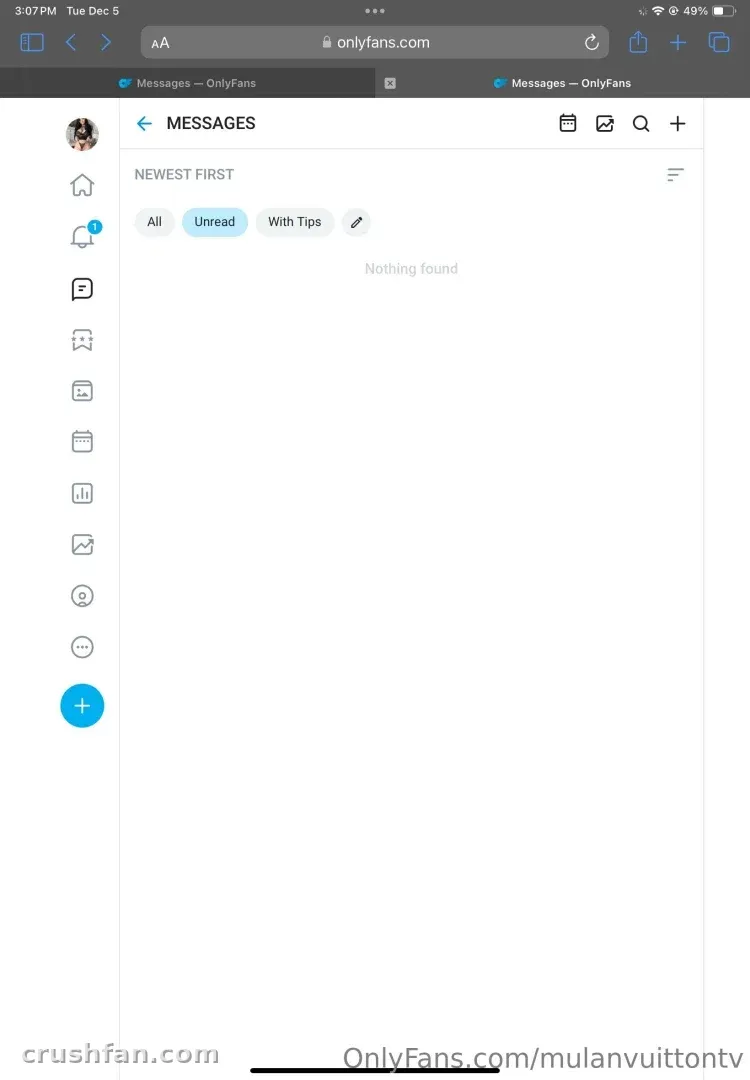 Mulan Vuitton VIP messages page with white and blue interface