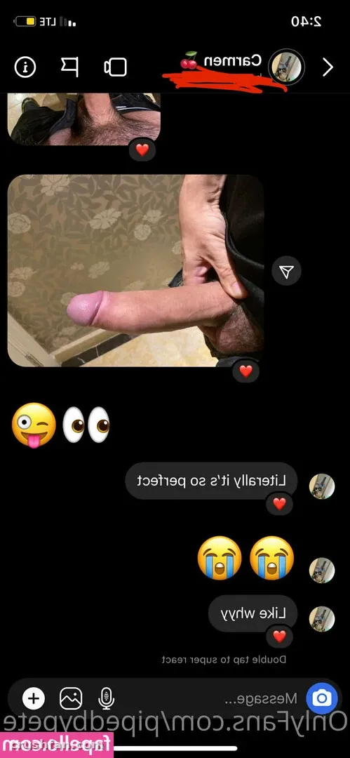 Screenshot of a private chat with shared media and emoji reactions