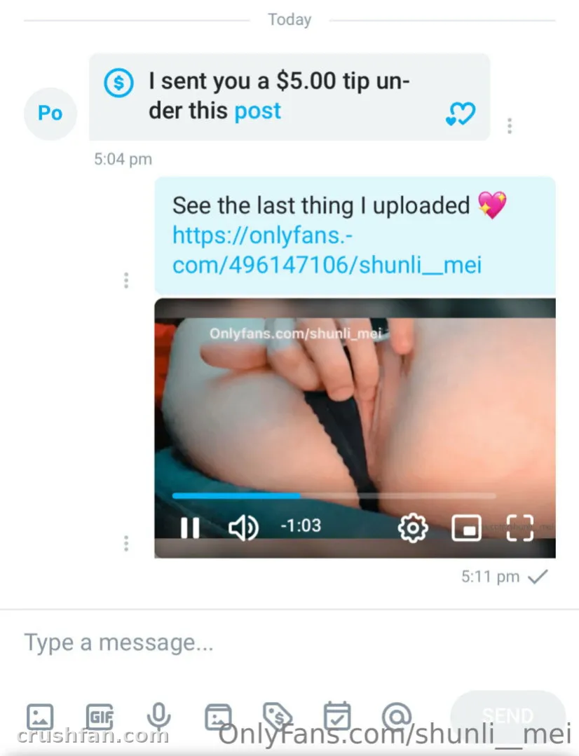 Écran de messagerie avec un aperçu vidéo et un message de chat